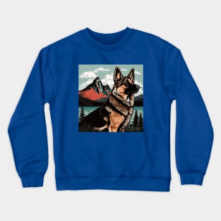 German Shepherd in Mountainscape Crewneck Sweatshirt